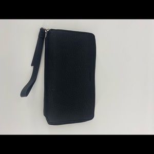 All Saints black pebbled leather wristlet wallet